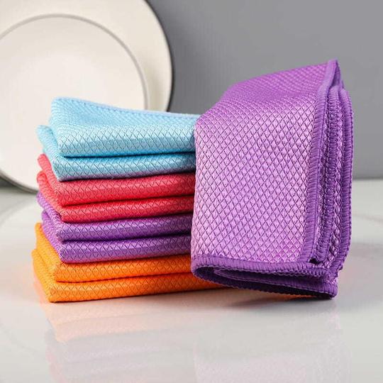 5/10pcs Microfibre Dish Towels Fish Scale Cleaning Cloth Reusable